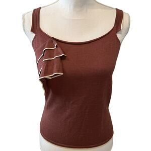 Max Studio Ruffle detail Knit tank top rust  S
